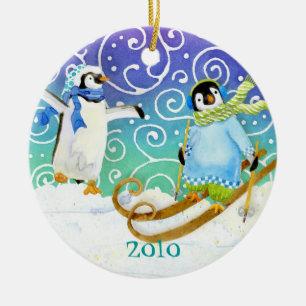Skiën Pinguïn Familie Custom Kerst Ornament