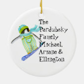 Skiën Pinguïn Familie Custom Kerst Ornament (Achterkant)