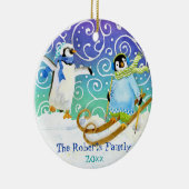 Skiën Pinguïn Familie Custom Kerst Ornament (Rechts)