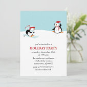 Skiën Pinguïns Vakantie Feest Kaart (Staand voorkant)