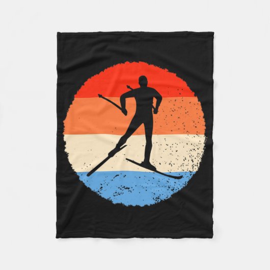 Skiën Retro Langlaufer Fleece Deken (Voorkant)