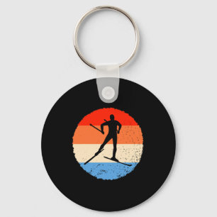Skiën Retro Langlaufer Sleutelhanger