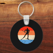 Skiën Retro Langlaufer Sleutelhanger (Voorkant)