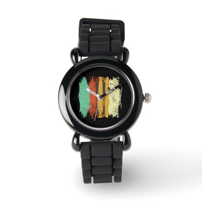 Skiën Retro Ski Horloge (Voorkant)