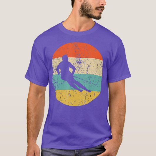 Skiën retro skiër t-shirt (Voorkant)