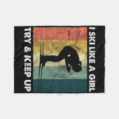 Skiën Retro Sportvrouw Probeer Sneeuwsport Fleece Deken (Voorkant (Horizontaal))