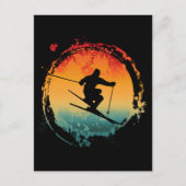 SKIËN RETRO VINTAGE BRIEFKAART (Voorkant)