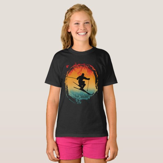 SKIËN RETRO VINTAGE T-Shirt (Voorkant volledig)