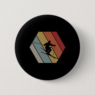 Skiën Retro  wintercadeau voor skiër Ronde Button 5,7 Cm