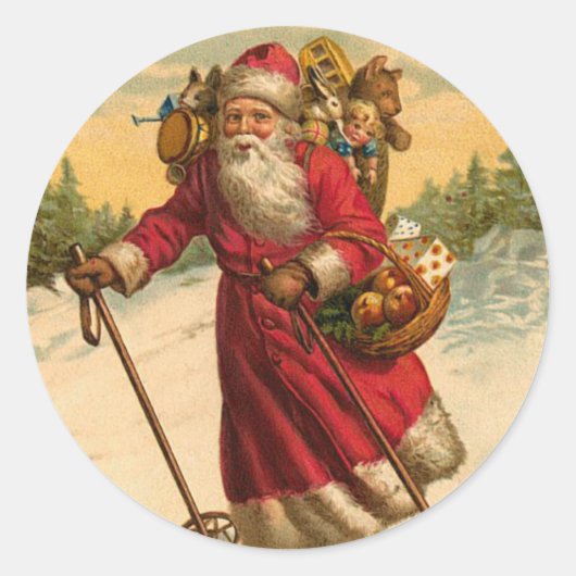 Skiën Santa Kerst sticker (Voorkant)