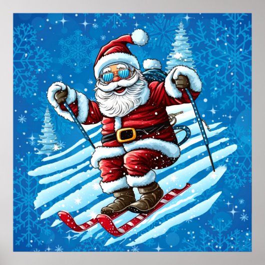 Skiën Santa Poster (Voorkant)