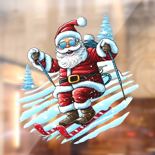 Skiën Santa Window Cling Raamsticker (Vel 2)