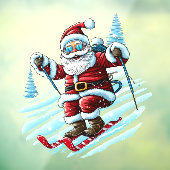 Skiën Santa Window Cling Raamsticker (Vel 3)
