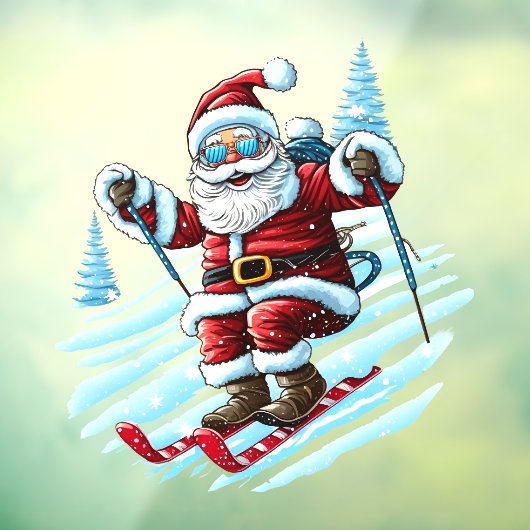 Skiën Santa Window Cling Raamsticker (Vel 3)