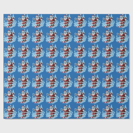 Skiën Santa Wrapping Papier (Vlak)