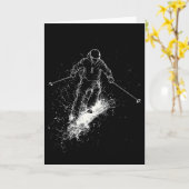 Skiën Silhouet _1 Kaart (Gele Bloem)