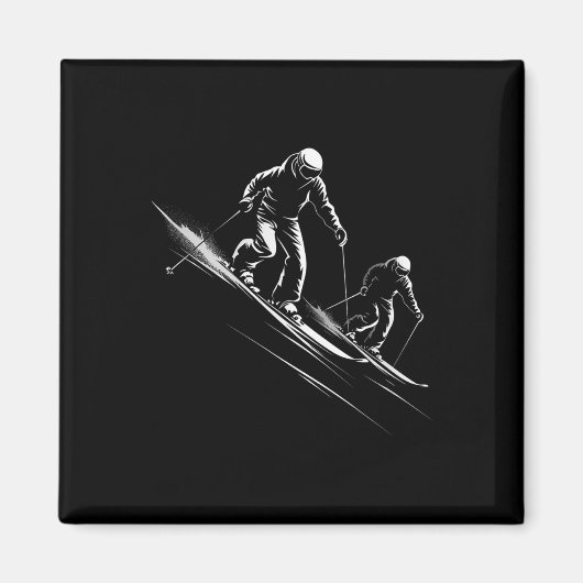 Skiën Silhouet _2 Magneet (Voorkant)
