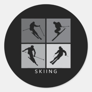 Skiën Silhouette Alpine Skier Wintersport Ronde Sticker