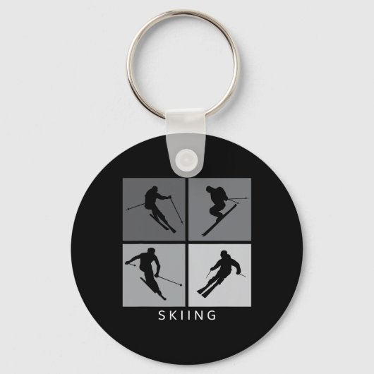 Skiën Silhouette Alpine Skier Wintersport Sleutelhanger (Voorkant)
