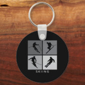 Skiën Silhouette Alpine Skier Wintersport Sleutelhanger (Voorkant)