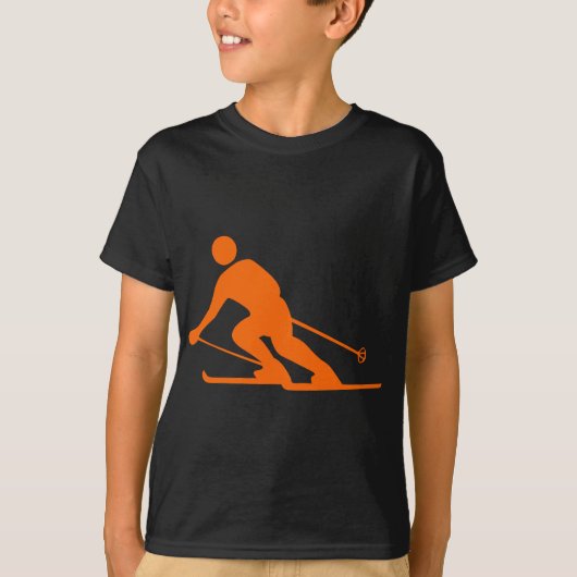 Skiën - Sinaasappel T-shirt (Voorkant)