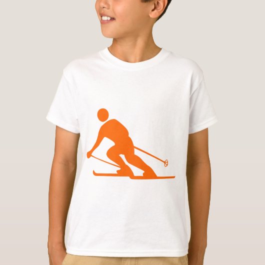 Skiën - Sinaasappel T-shirt (Voorkant)