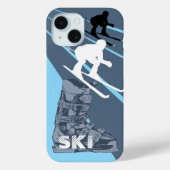Skiën Ski Boot Blue iPhone Case (Achterkant)