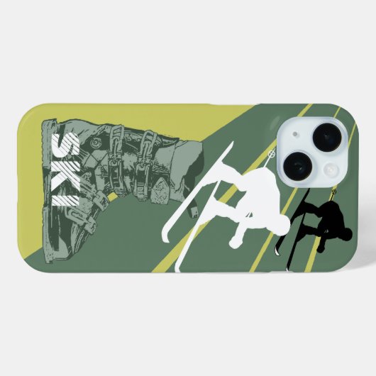 Skiën Ski Boot Leger Groene iPhone Case (Achterkant (horizontaal))