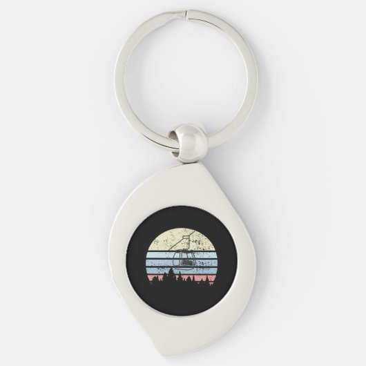 Skiën Ski Lift Retro Sleutelhanger (Voorkant)