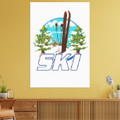 Skien, ski poster logo. canvas afdruk (Insitu (Woonkamer))