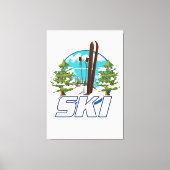 Skien, ski poster logo. canvas afdruk (Voorkant)