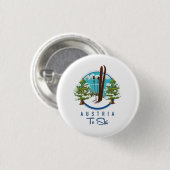 Skien, ski poster logo. ronde button 3,2 cm (Voorkant /achterkant)