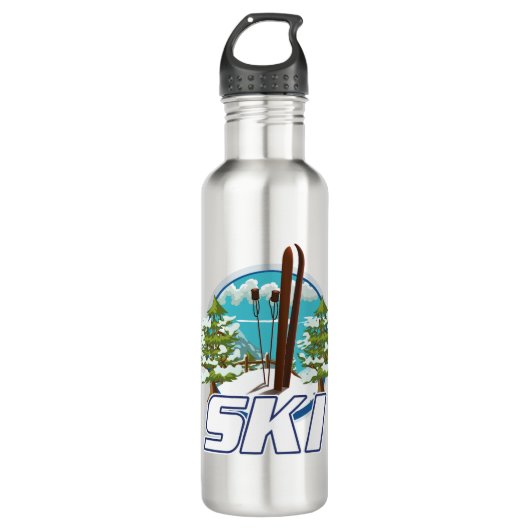 Skien, ski poster logo. waterfles (Voorkant)