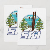 Skiën, ski-posterlogo. (Voorkant / Achterkant)