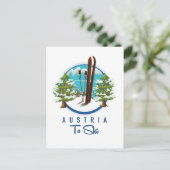 Skiën, ski-posterlogo. briefkaart (Staand voorkant)