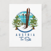 Skiën, ski-posterlogo. briefkaart (Voorkant)