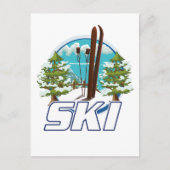 Skiën, ski-posterlogo. briefkaart (Voorkant)