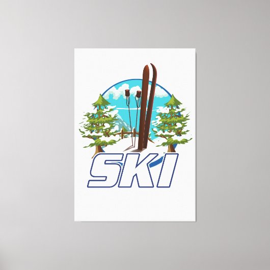 Skiën, ski-posterlogo. canvas afdruk (Voorkant)
