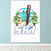 Skiën, ski-posterlogo. canvas afdruk (Insitu (Houten vloer))