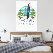 Skiën, ski-posterlogo. canvas afdruk (Insitu (Slaapkamer))
