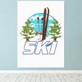 Skiën, ski-posterlogo. canvas afdruk (Insitu (Houten vloer))