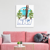 Skiën, ski-posterlogo. canvas afdruk (Insitu (Woonkamer))