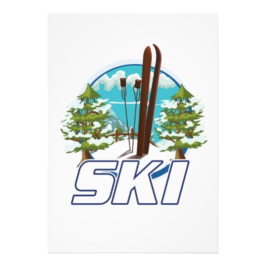 Skiën, ski-posterlogo. foto afdruk (Voorkant)
