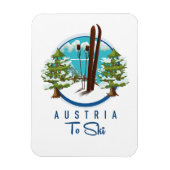 Skiën, ski-posterlogo. magneet (Verticaal)