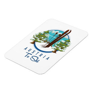 Skiën, ski-posterlogo. magneet