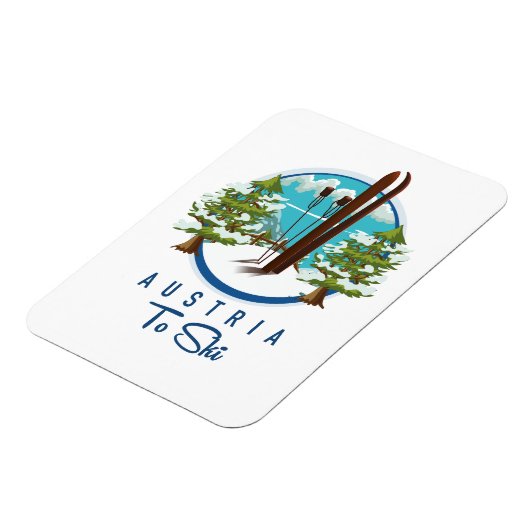 Skiën, ski-posterlogo. magneet (Linkerzijde)