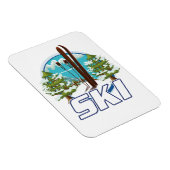 Skiën, ski-posterlogo. magneet (Rechterzijde)