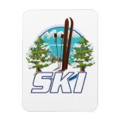 Skiën, ski-posterlogo. magneet (Verticaal)