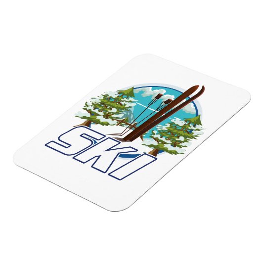 Skiën, ski-posterlogo. magneet (Linkerzijde)
