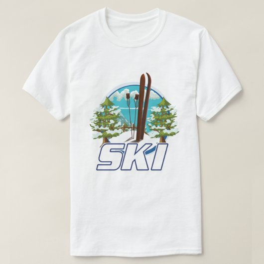 Skiën, ski-posterlogo. t-shirt (Design voorkant)
